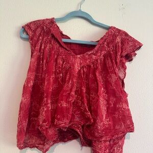 Free People Crimson Boho Blouse